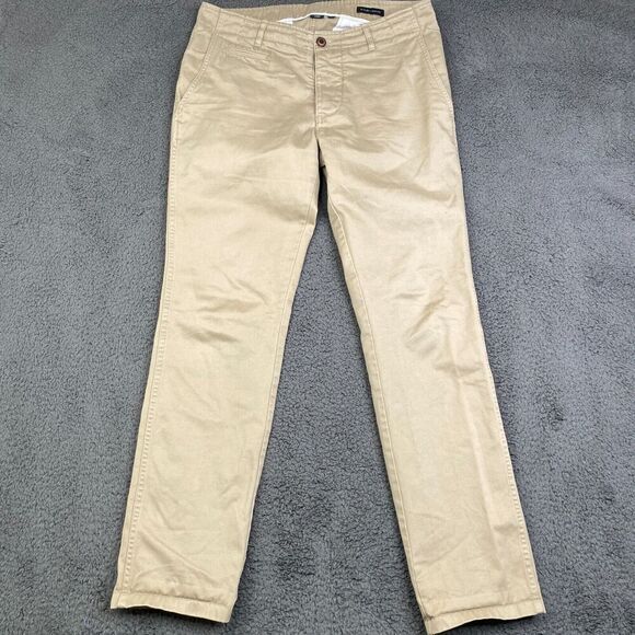 Wings + Horn Chino Pants Mens 31 Beige Button Fly Trousers Preppy Office - Picture 1 of 13